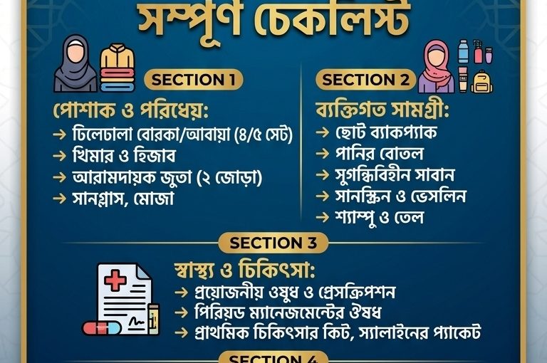 হজে মহিলাদের জন্য প্রয়োজনীয় জিনিসপত্র: সম্পূর্ণ চেকলিস্ট