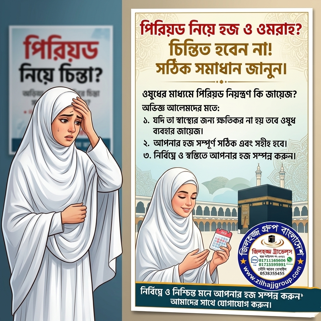 Sharia rulings and advice on performing Hajj or Umrah while taking medication to stop your period